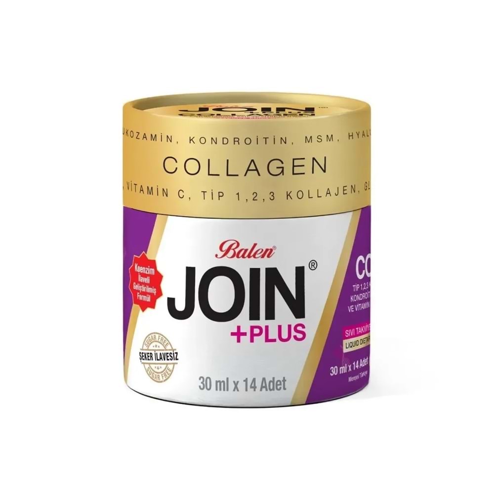 BALEN COLLAGEN JOİN +PLUS TİP 1,2,3 KOLLAJEN, GLUKOZAMİN, KONDROİTİN, MSM, HYALURONİK ASİT VE VİTAMİN C SHOT 30 ML *10
