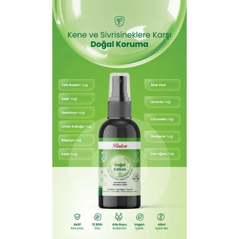 BALEN DOĞAL KALKAN - KENE VE SİVRİSİNEK KOVUCU LOSYON 100 ML