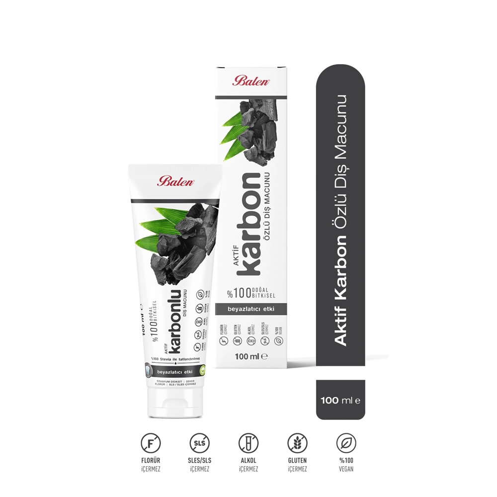 BALEN DOĞAL AKTİF KARBON ÖZLÜ DİŞ MACUNU 100 ML