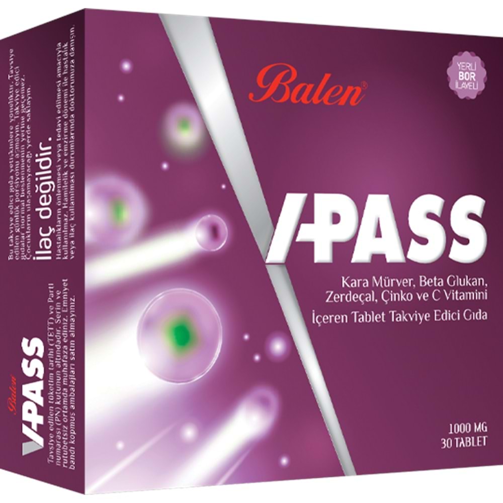 BALEN V-PASS KARA MÜRVER, BETA GLUKAN, ZERDEÇAL, ÇİNKO 1000 MG *30