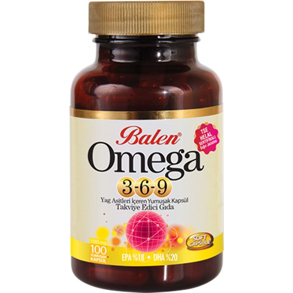 BALEN OMEGA 3-6-9 YAĞ ASİTLERİ İÇEREN YUMUŞAK KAPSÜL 1585 MG *100