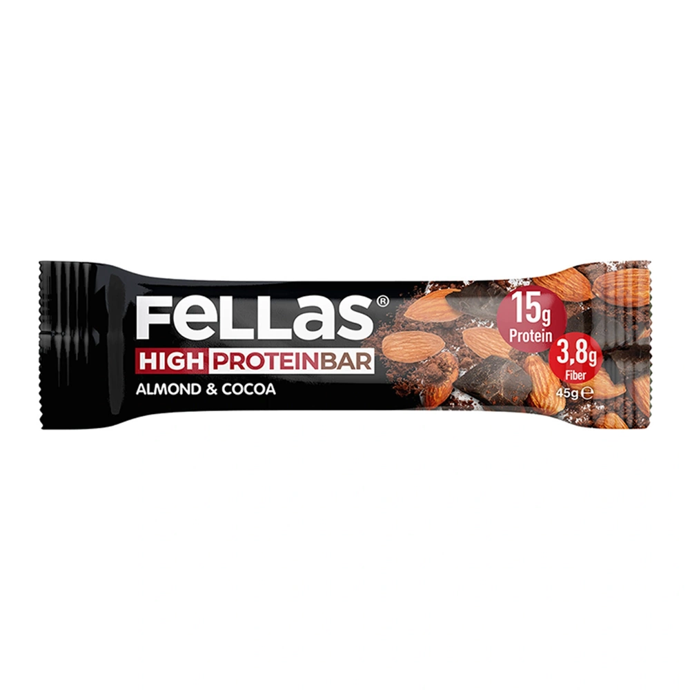 FELLAS YÜKSEK PROTEİN BAR - BADEM VE KAKAO 45 G