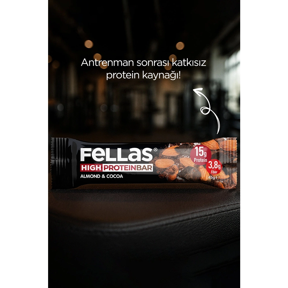 FELLAS YÜKSEK PROTEİN BAR - BADEM VE KAKAO 45 G