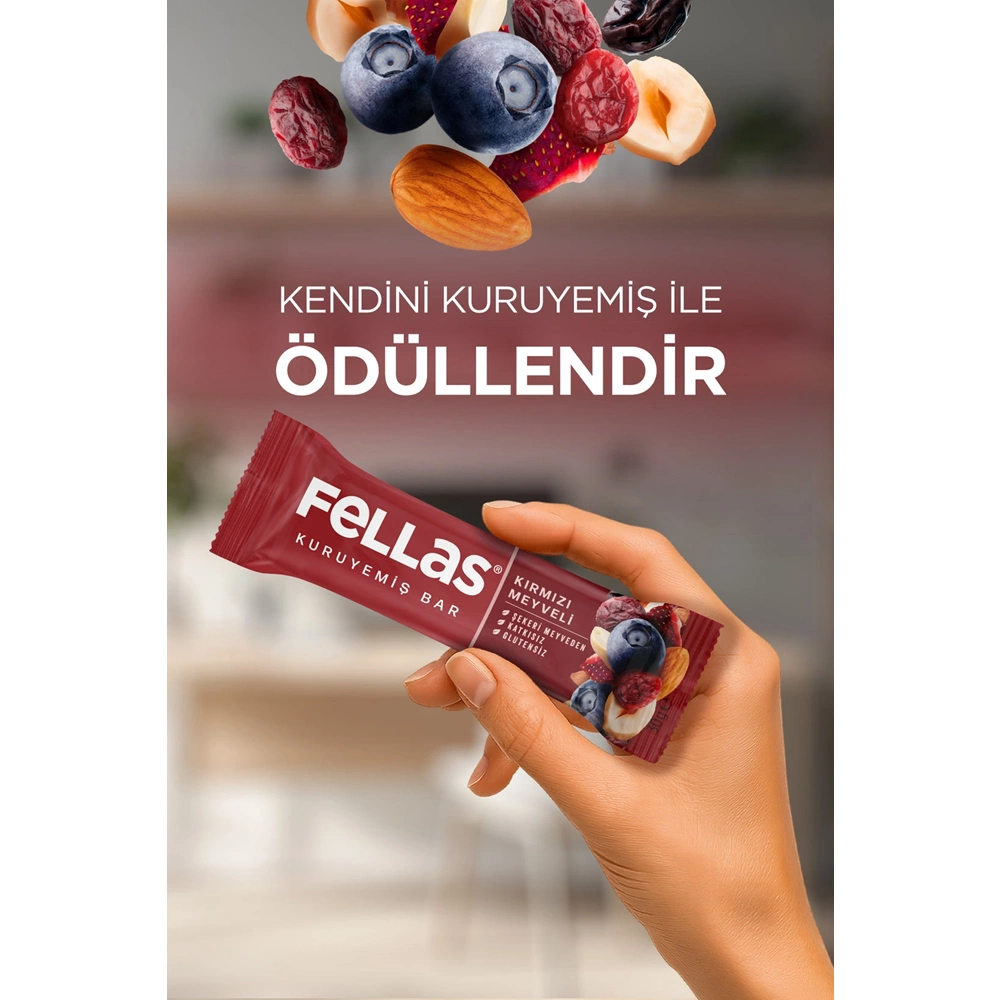 FELLAS KIRMIZI MEYVELİ KURUYEMİŞ BAR 30 G