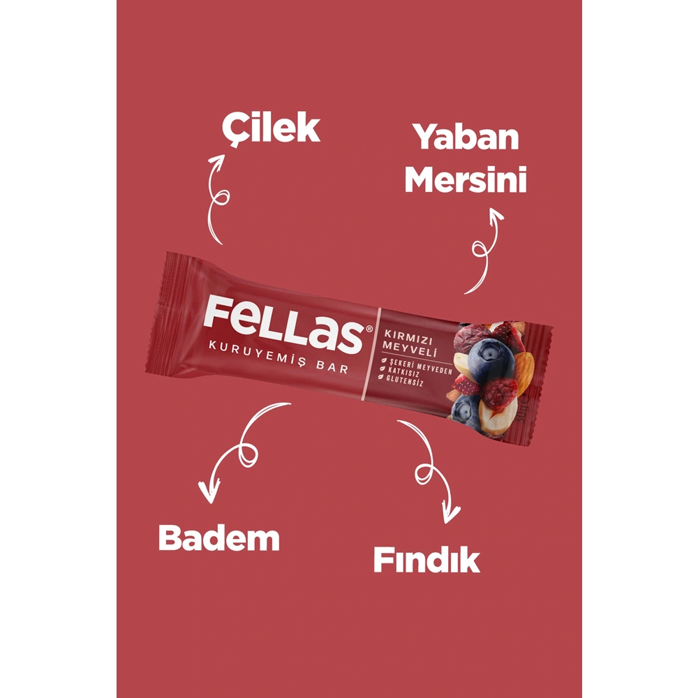 FELLAS KIRMIZI MEYVELİ KURUYEMİŞ BAR 30 G