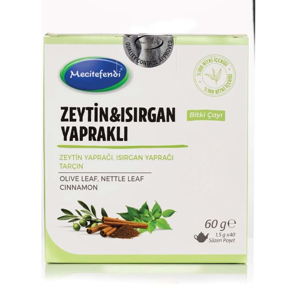 MECİTEFENDİ ZEYTİN YAPRAKLI & ISIRGAN OTLU POŞET ÇAY 40'LI 60 G