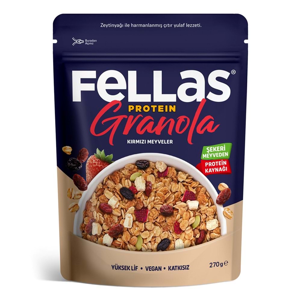 FELLAS VEGAN PROTEİN GRANOLA - KIRMIZI MEYVELER 270 G