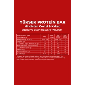 FELLAS YÜKSEK PROTEİN BAR - HİNDİSTAN CEVİZİ VE KAKAO 45 G