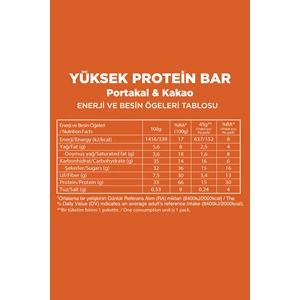 FELLAS YÜKSEK PROTEİN BAR - PORTAKAL & KAKAO 45 G
