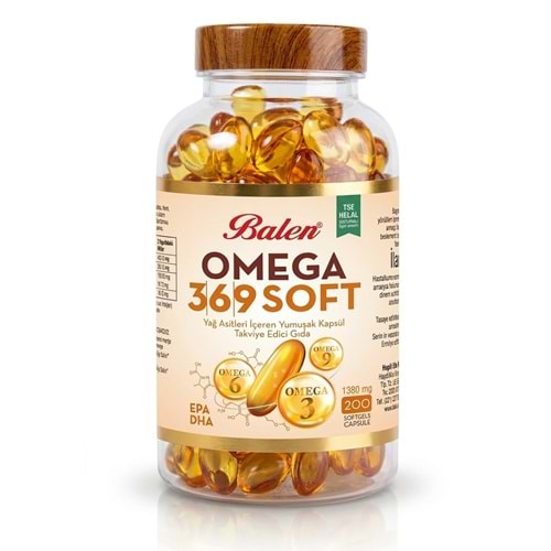 BALEN OMEGA 3,6,9 SOFT YAĞ ASİTLERİ İÇEREN YUMUŞAK KAPSÜL 1380 MG *200