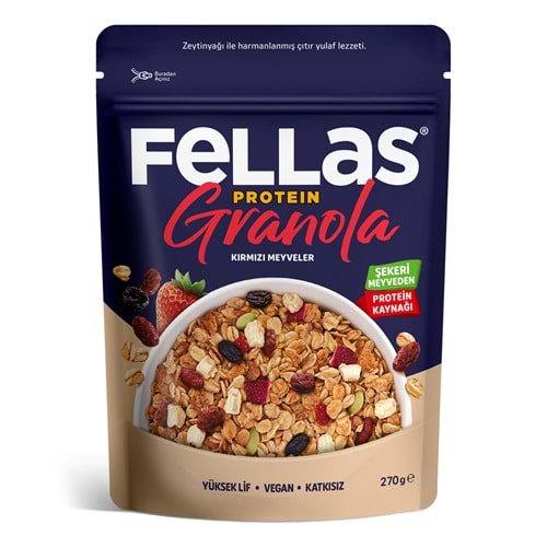 FELLAS VEGAN PROTEİN GRANOLA - KIRMIZI MEYVELER 270 G