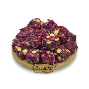 ANTEP FISTIKLI GÜL YAPRAKLI KUŞ LOKUMU (ÇİFTE KAVRULMUŞ)