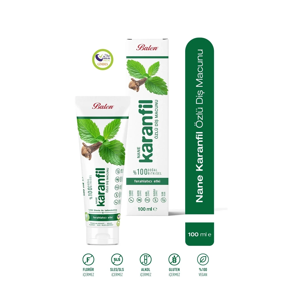 BALEN DOĞAL NANE VE KARANFİL ÖZLÜ DİŞ MACUNU 100 ML